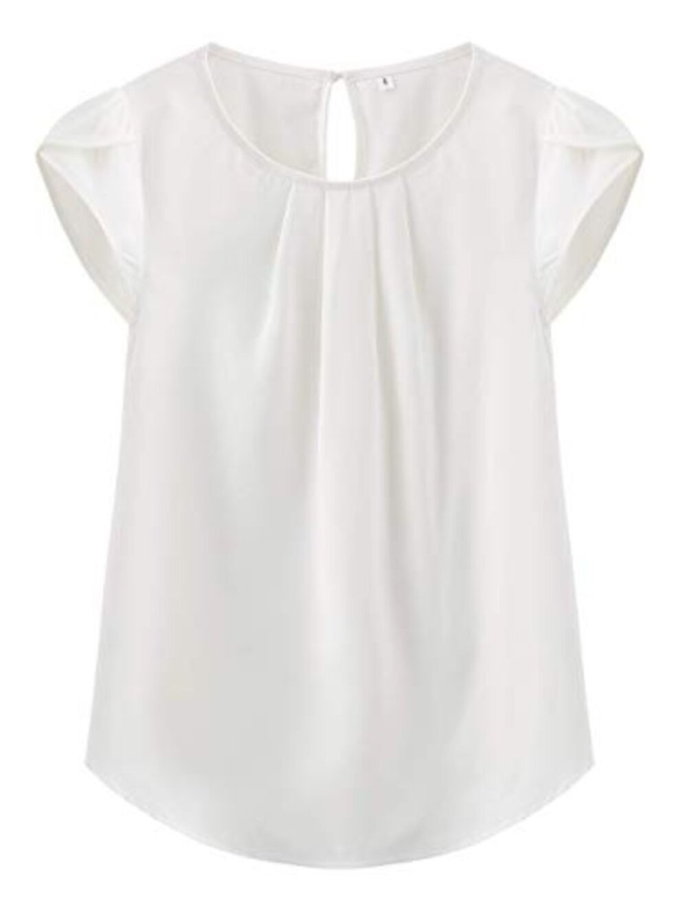 TASAMO Women's Chiffon Cap Sleeve Blouse Keyhole Back Pleated Casual Top